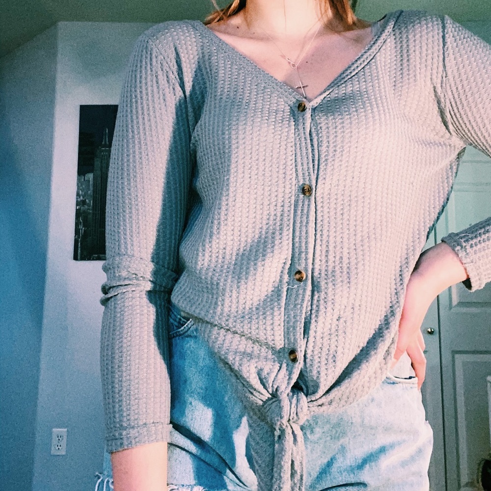 Gray button down long sleeve